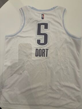 OKC Thunder Dort NBA White Dri-FIT Jersey with Multicolor Love's Patch